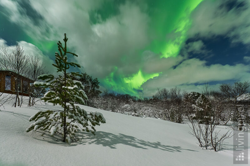 Polarlicht über der Hütte