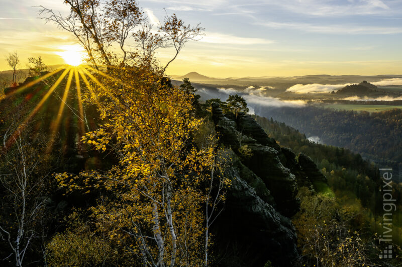 Sonnenaufgang an den Schrammsteinen